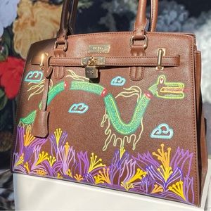 VanRahDesign hand painted BCBG purse with lock —Painting “Gorgon”
